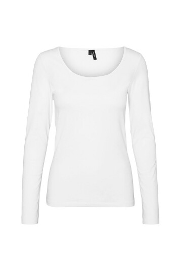 Vero Moda - Topp vmMaxi My LS Soft Short U-neck - Hvit