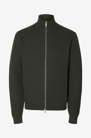 Selected Homme Kardigan Slhdane LS Knit Structure Full Zip Grønn