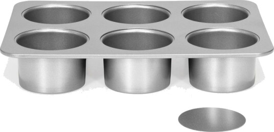 Patisse Patisse Mini 6 kakeformer med avtagbar bunn 8cm SØLVTOPP Patisse Patisse Mini 6 kakeformer med avtagbar bunn 8cm SØLVTOPP