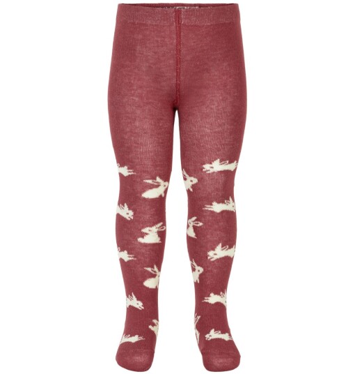 Minymo Strømpebukser Roan Rouge m. Kaniner 68/74 Strømpebukser Rød 68 75