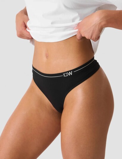 ICANIWILL Everyday Seamless Thong 2 Pack   Black   XL