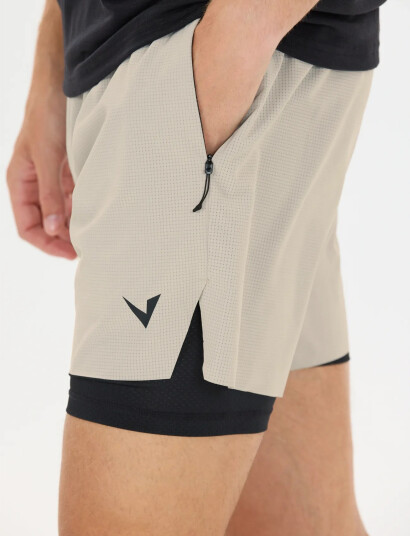 Virtus Ado M 2 In 1 Ripstop Shorts   Beige   XXL