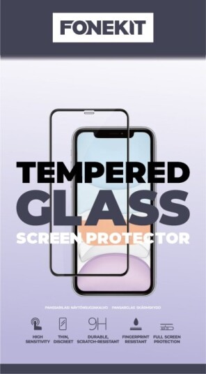 FoneKit Heldekkende deksel i herdet glass iPhone 15 Pro Max