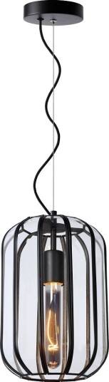 Fern Takpendel  Høyde 30 Cm  Sort Med Klart Glass