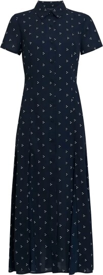 French Connection Lainey Mila Ggt Mix Midi Shirt Dress   Navy   36