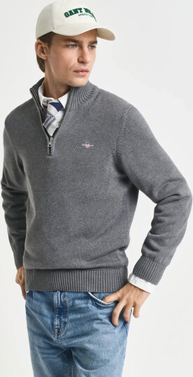 GANT Casual Cotton Half Zip - Grey - XXXL