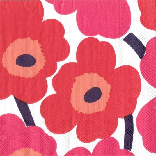 Ihr Marimekko Unikko rød kaffeservietter Ihr Marimekko Unikko rød kaffeservietter