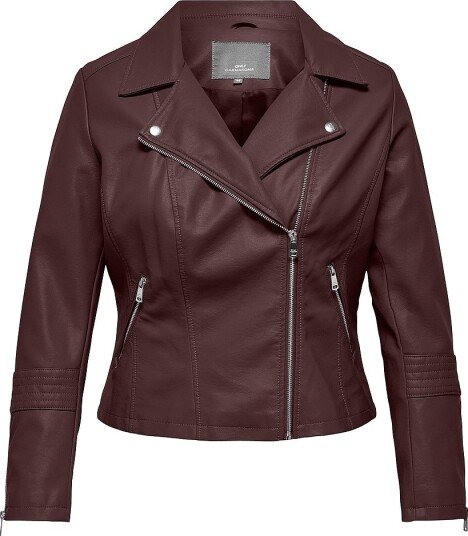 Only Carmakoma Bikerjakke carEmmy Faux Leather Biker Rød