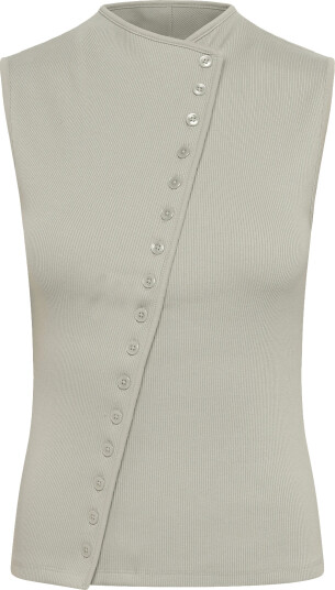 Weekday Asymmetric Button Top Grey S