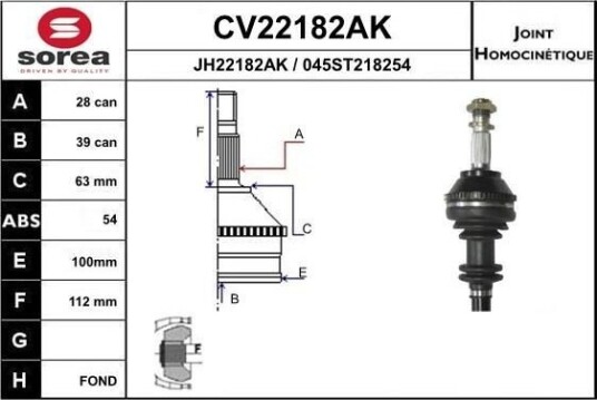 Drivledd EAI CV22182AK Drivledd EAI CV22182AK