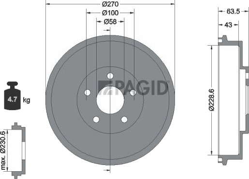 Bremsetrommel PAGID 61310N