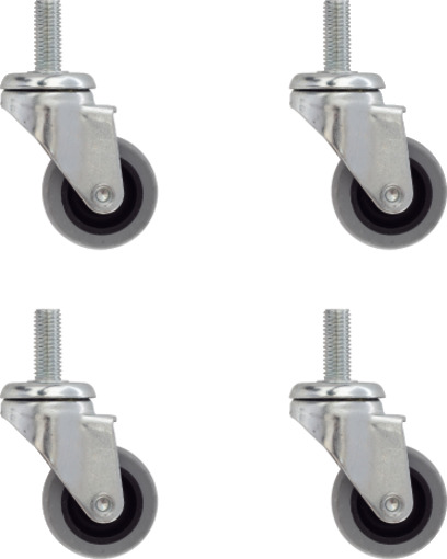 Pelmondo Ø40 gummihjul til Cube. Sett med 4 deler. silver 40mm