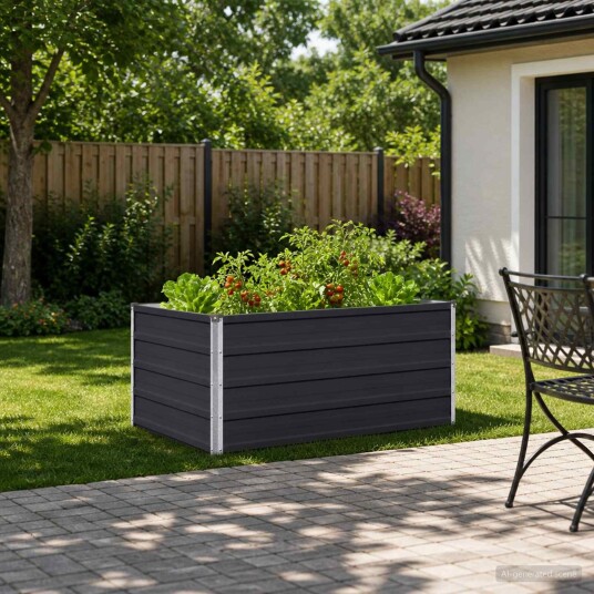 vidaXL Hevet Hagebed Antrasitt 100 x 80 x 55 cm kaldvalset stål