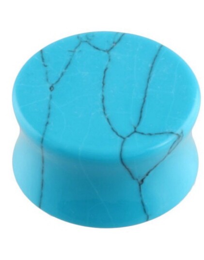 Acha Cracked Howlite Turquoise Stone Piercing Plugg Strl 19 mm Acha Cracked Howlite Turquoise Stone Piercing Plugg Strl 19 mm