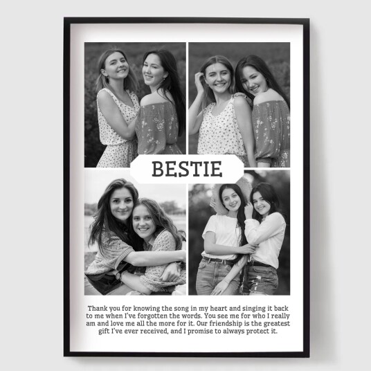 Namly Design Personalisert Plakat Bestie Svart & Hvitt Fotokollasj POSTER87WTPI
