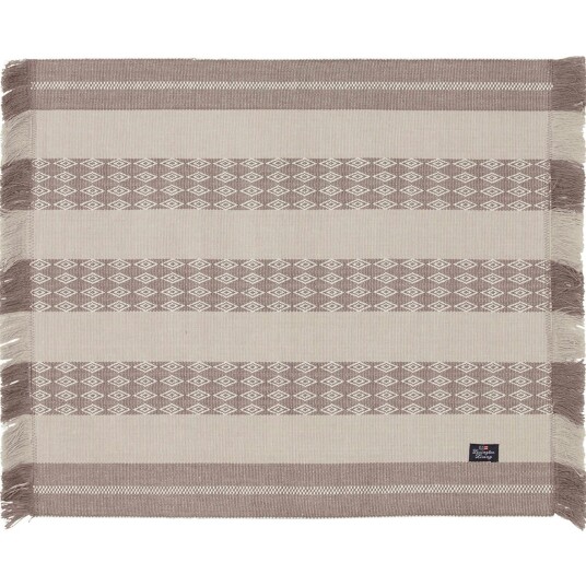 Lexington Jacquard Striped Spisebrikke 40x50 cm Hvit/Beige