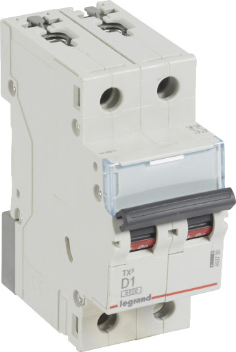 Legrand 5 stk TX³ MCB automatsikring D1 2P 1M 6kA