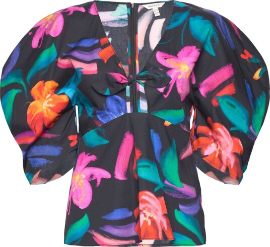 Gant Floral Print Volume Sleeve Blouse Black 40