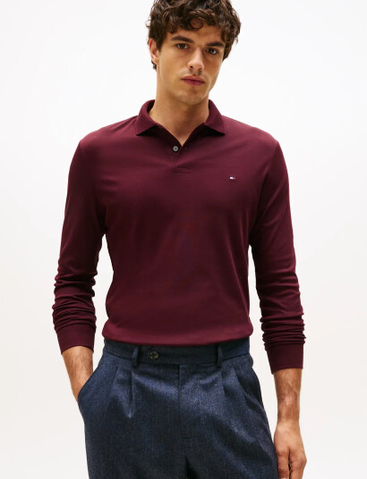 Tommy Hilfiger L/S Liquid Cotton Reg Polo - Burgundy - XXL Tommy Hilfiger L/S Liquid Cotton Reg Polo - Burgundy - XXL