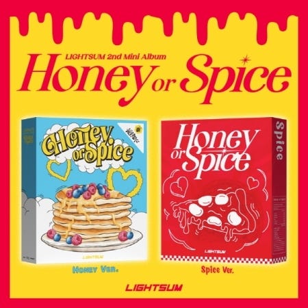 Lightsum  Honey Or Spice  inc. 64pg Booklet, 28pg MiniPhotobook, Lyric Paper, Photocard, Folding Photocard + Frame, 3 Graphic Stickers, Portrait Sticker + MiniPoster  CD
