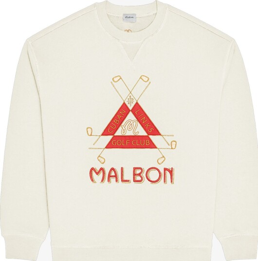 Malbon Trinity Crewneck Hvit Golfgenser herre Cream XX Large