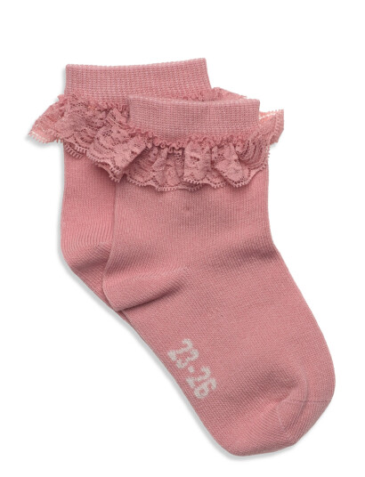 Minymo Ankle Sock W. Lace Pink 31/34