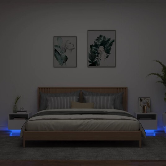  Nattbord med LED 2 stk hvit 40x39x37 cm 8721012253834