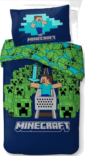 BrandMac Sengesett Minecraft Game Over Creepers 140 x 200 Mørk Blå