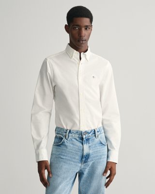 Oxfordskjorte i slim fit med stretch WHITE XXL