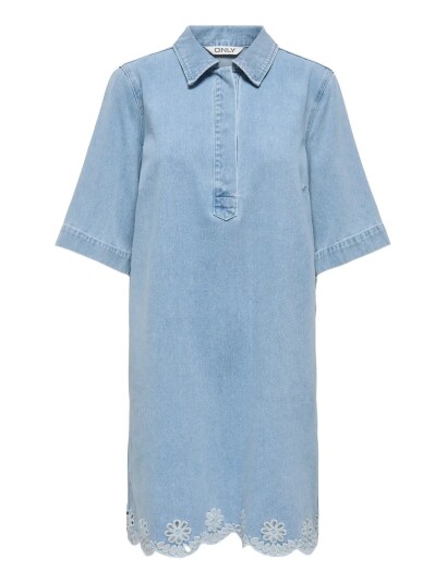ONLY Onlbelle Ss Half Placket Dnm Dress Sij Blue S ONLY Onlbelle Ss Half Placket Dnm Dress Sij Blue S
