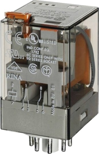 Finder Industrirelé 2P 10A 230V Ac Testknapp Led 60.12.8.230.0050
