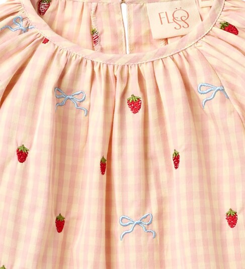 Flöss Kjole Dolly Berry/Bow Gingham Flöss 4 år 104 Kjole Rosa