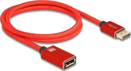 Delock Displayport-Forlengelseskabel Displayport Hann Til Displayport Hunn Displayport 1.4 1 M 8K 60Hz Støtte Rød