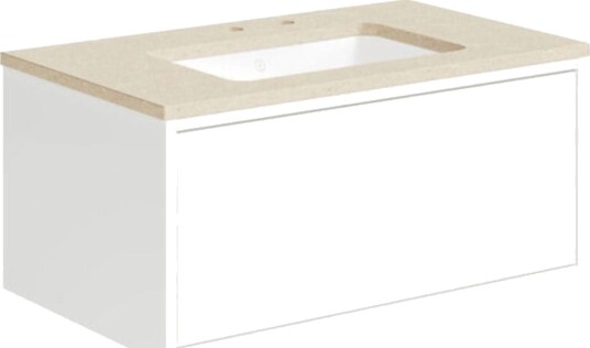 Gustavsberg Ducentic Servantskap med Benkeplate Hvit / 80cm Beige Royal 2 Hull for Kran