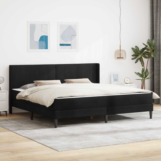 vidaXL Sengeramme med madrass med hodegjerde Svart 180 x 200 cm Fløyel vidaXL Sengeramme med madrass med hodegjerde Svart 180 x 200 cm Fløyel