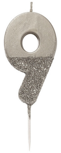 Talking Tables Kakelys Tall Sølv/Glitter - Tallet 9