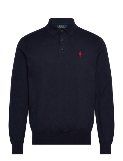 Polo Ralph Lauren Cotton Polo-Collar Sweater - Navy - XS