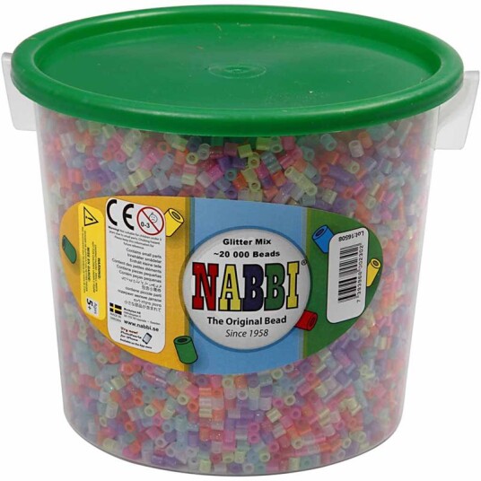 Nabbi Rørperler, Str. 5x5 Mm, Hullstr. 2,5 Mm, 20000 Ass., Glitter Farver