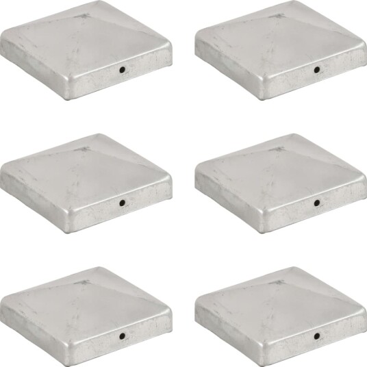 Gjerdestolpehatter pyramide 6 stk galvanisert metall 91x91 mm 145491
