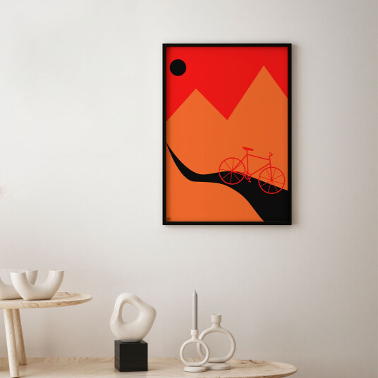 Mountainbike Orange av Justesen Plakater