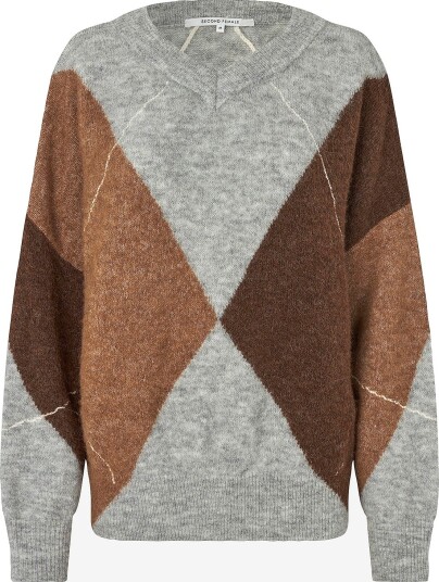 Second Female - Genser Forca Knit V-Neck - Grå