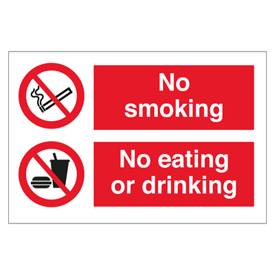 Jo Safety No smoking eating or drinking Self Adhesive Vinyl 200 x 300 mm IMO 120032VNR