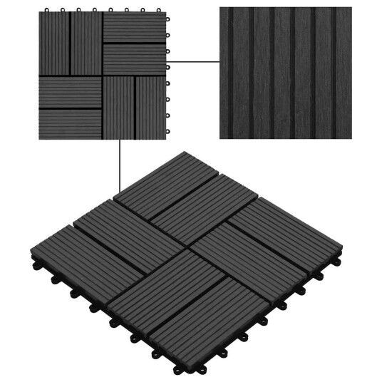 Terrassebord 22 stk 30x30 cm 2 kvm WPC svart Terrassebord 22 stk 30x30 cm 2 kvm WPC svart