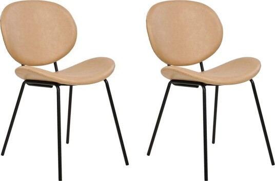 Sett med 2 spisestoler Luana - Beige, svart/Kunstlær