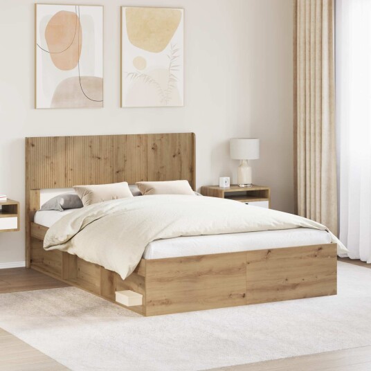 Sengramme med oppbevaring og hodegavl Artisan eik 140 x 190 cm Sengramme med oppbevaring og hodegavl Artisan eik 140 x 190 cm