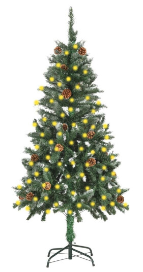 vidaXL Kunstig juletre med LED og furukongler grønn 150 cm