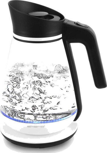 Emerio Glass Vannkoker 1,5L 2200W med Tørrkokingsbeskyttelse Hvit