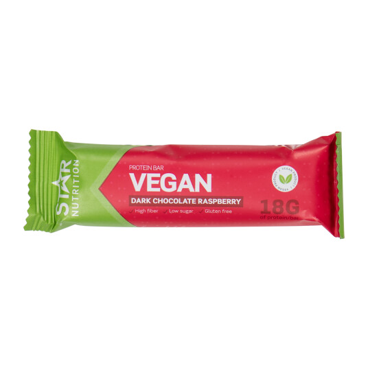 Star Nutrition Vegan Protein Bar, 55 G, Raspberry Chocolate, proteinbar 55chocolate STD