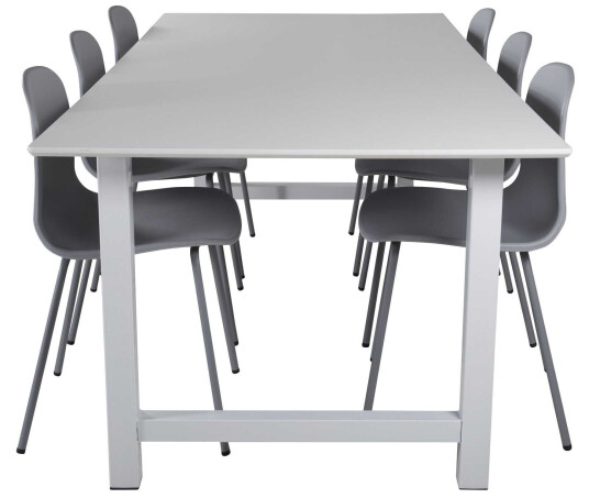 Venture Design Count & Arctic spisegruppe Hvit/grå 6 st stoler & bord 220 x 100 cm