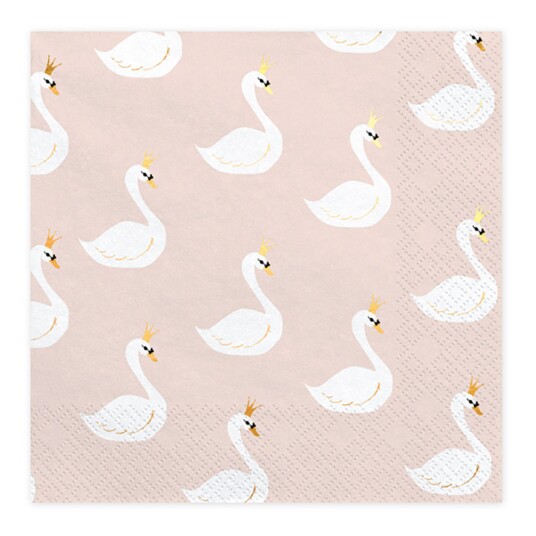 PartyDeco Servietter Lovely Swan - 20-pakning PartyDeco Servietter Lovely Swan - 20-pakning